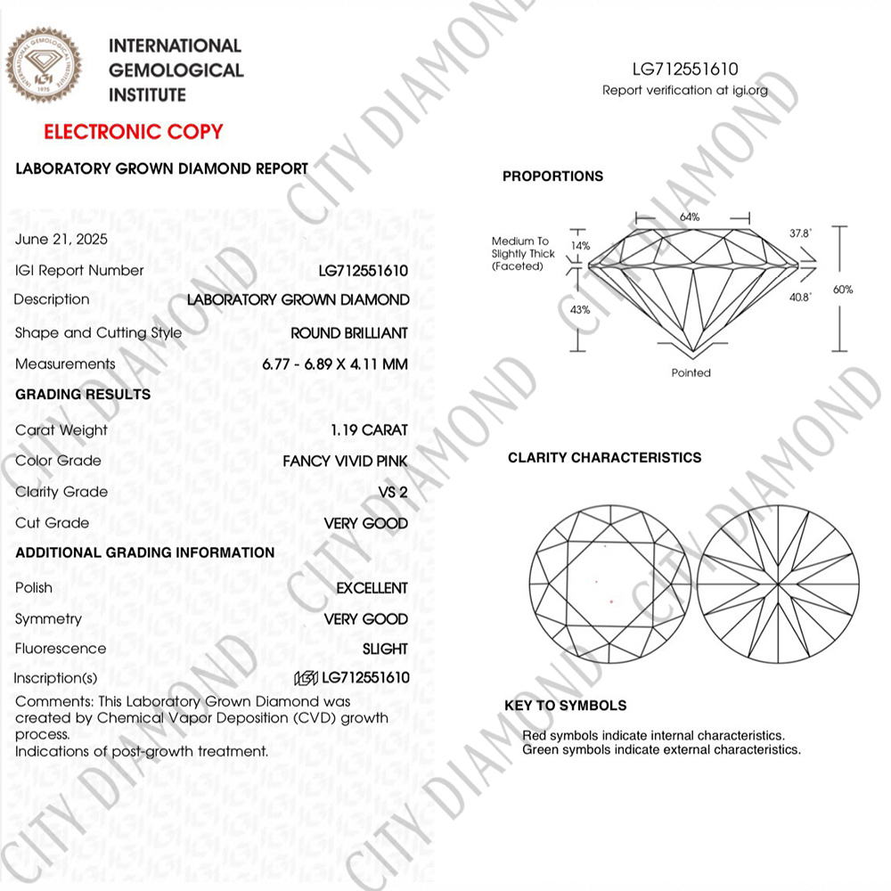 【City Diamond 引雅】14K粉色培育鑽石 粉紅鑽 1克拉 經典六爪 白K金戒指 鑽戒 未來鑽石 附IGI證書 網路限定 (耀眼未來系列)