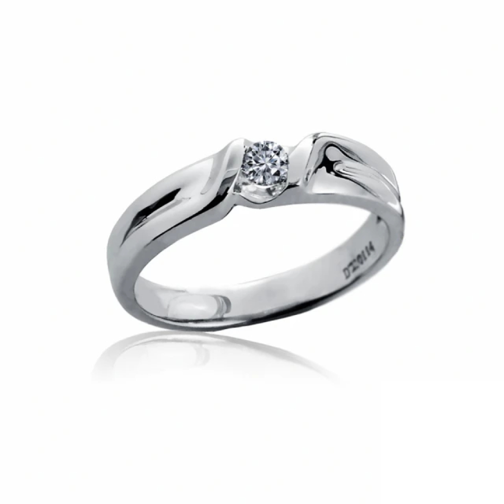 【City Diamond 引雅】『湖光戀人』天然鑽石10分白K金戒指 女戒 對戒(璀璨流光系列)