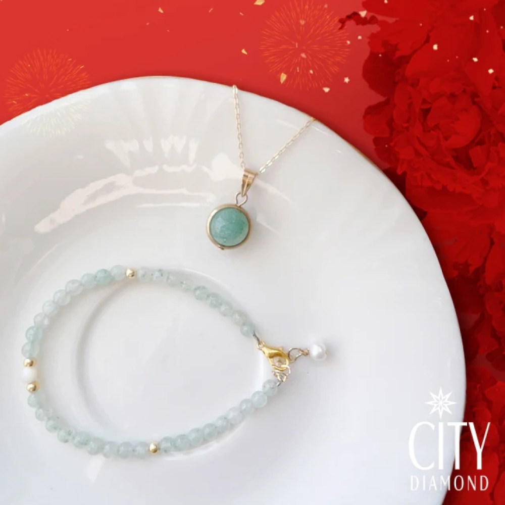 【City Diamond 引雅】天然東菱玉粉水晶項鍊手鍊新春特惠福袋套組-兩款任選(手作設計系列)