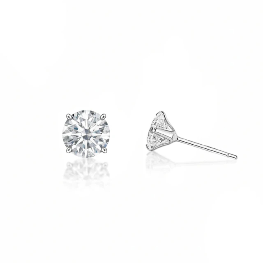 【City Diamond 引雅】『金木樨』網路獨家 18K日本經典四爪5mm晶鑽鉑金耳環(東京Yuki系列)