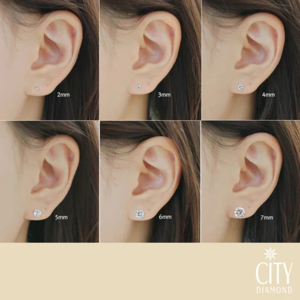 【City Diamond 引雅】『金木樨』18K日本經典四爪5mm晶鑽鉑金耳環(東京Yuki系列)