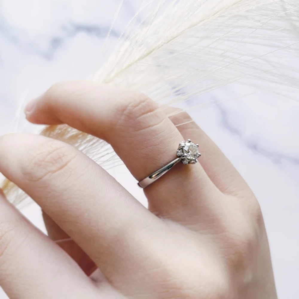 【City Diamond 引雅】『織女星』14K天然鑽石46分白K金戒指 鑽戒(FVVS2)