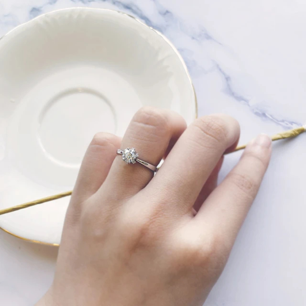 【City Diamond 引雅】『織女星』14K天然鑽石46分白K金戒指 鑽戒(FVVS2)