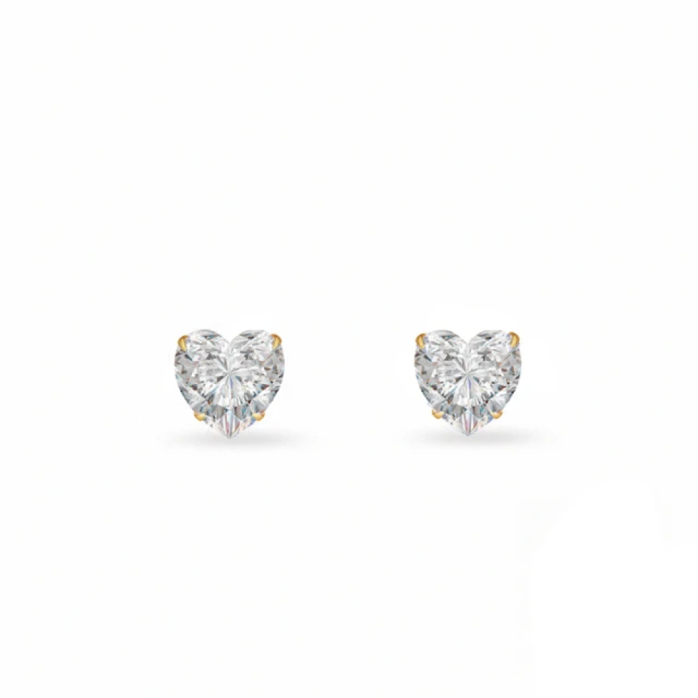 【City Diamond 引雅】網路獨家 18K日本晶鑽黃K金愛心造型耳環(東京Yuki系列)