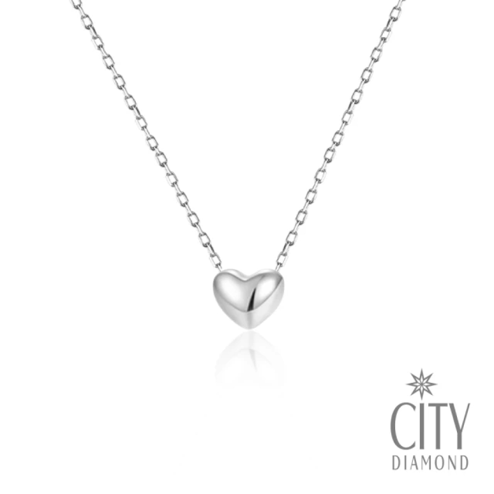 【City Diamond 引雅】18K 日本 鉑金 立體 愛心 黃K金 玫瑰金 項鍊-三色任選(東京Yuki系列)