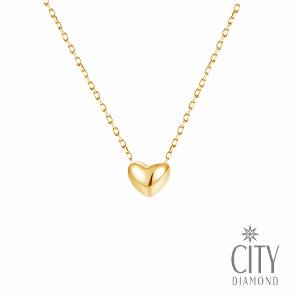 【City Diamond 引雅】18K 日本 鉑金 立體 愛心 黃K金 玫瑰金 項鍊-三色任選(東京Yuki系列)