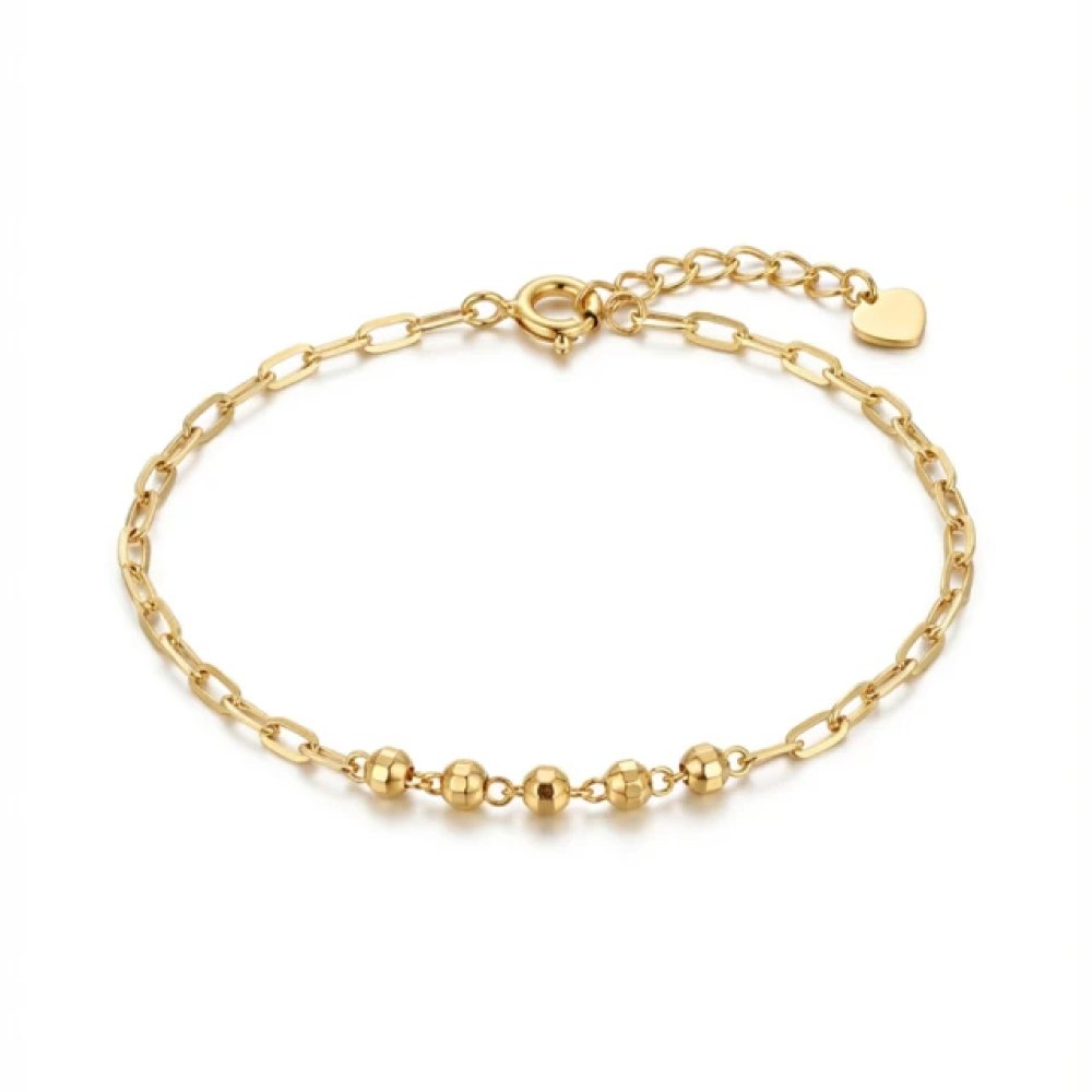 【City Diamond 引雅】14K 刻面閃耀 五珠球 黃K金 手鍊(浮光流影系列)