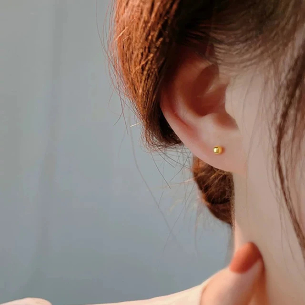 【City Diamond 引雅】18K日本金球黃K金3mm造型耳環(東京Yuki系列)