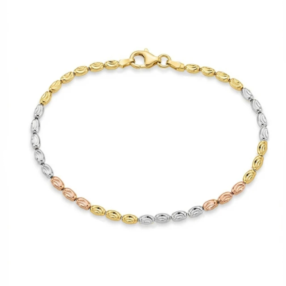 【City Diamond 引雅】網路獨家 義大利925純銀鍍三色K金手鍊-17cm(浮光流影系列)