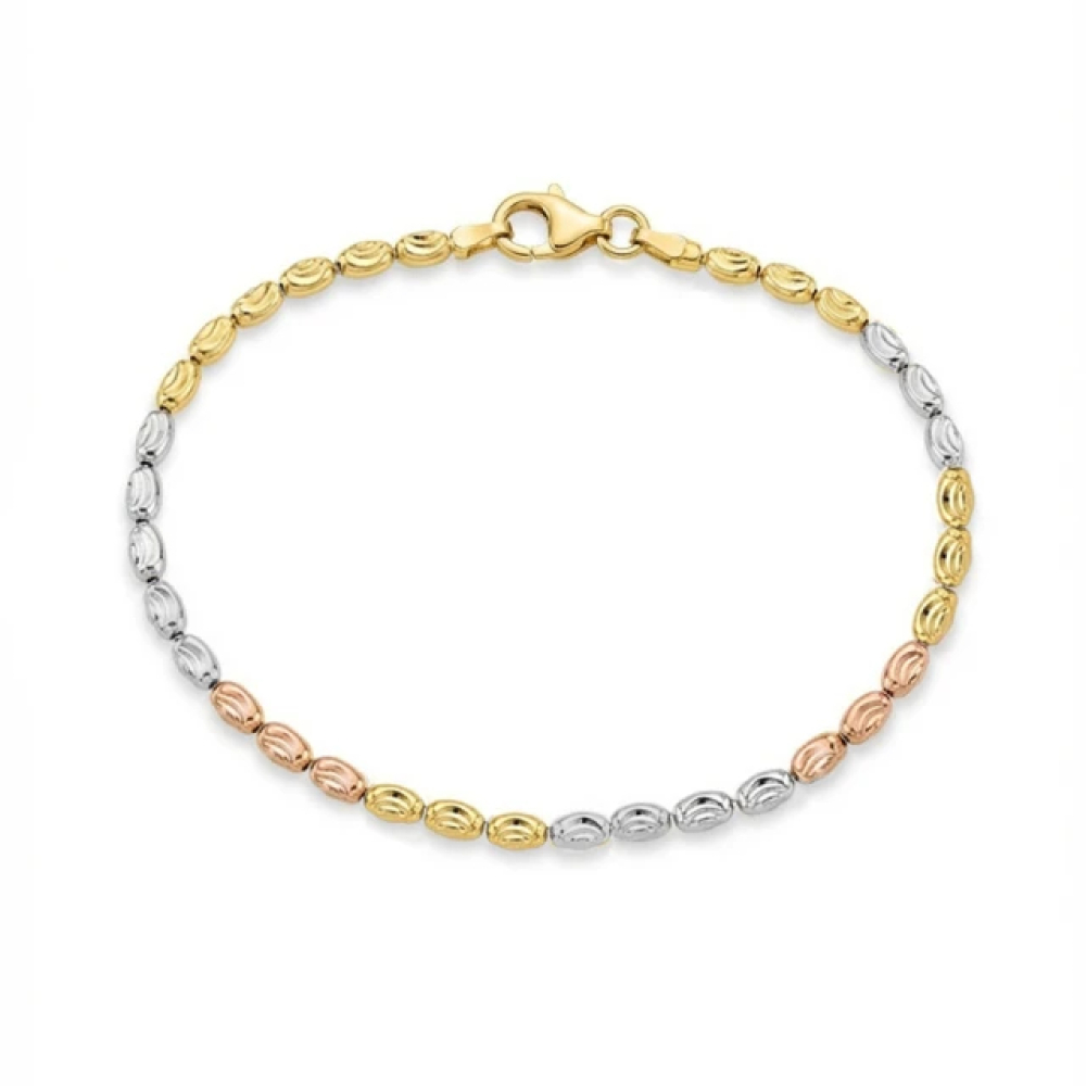 【City Diamond 引雅】網路獨家 義大利925純銀鍍三色K金手鍊-16cm(浮光流影系列)