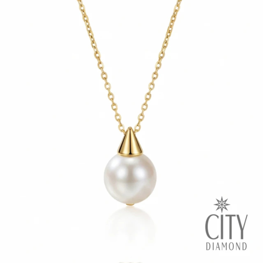 【City Diamond 引雅】『金點雪球』網路獨家 18K日本AKOYA珍珠8.5mm黃K金項鍊(東京Yuki系列)