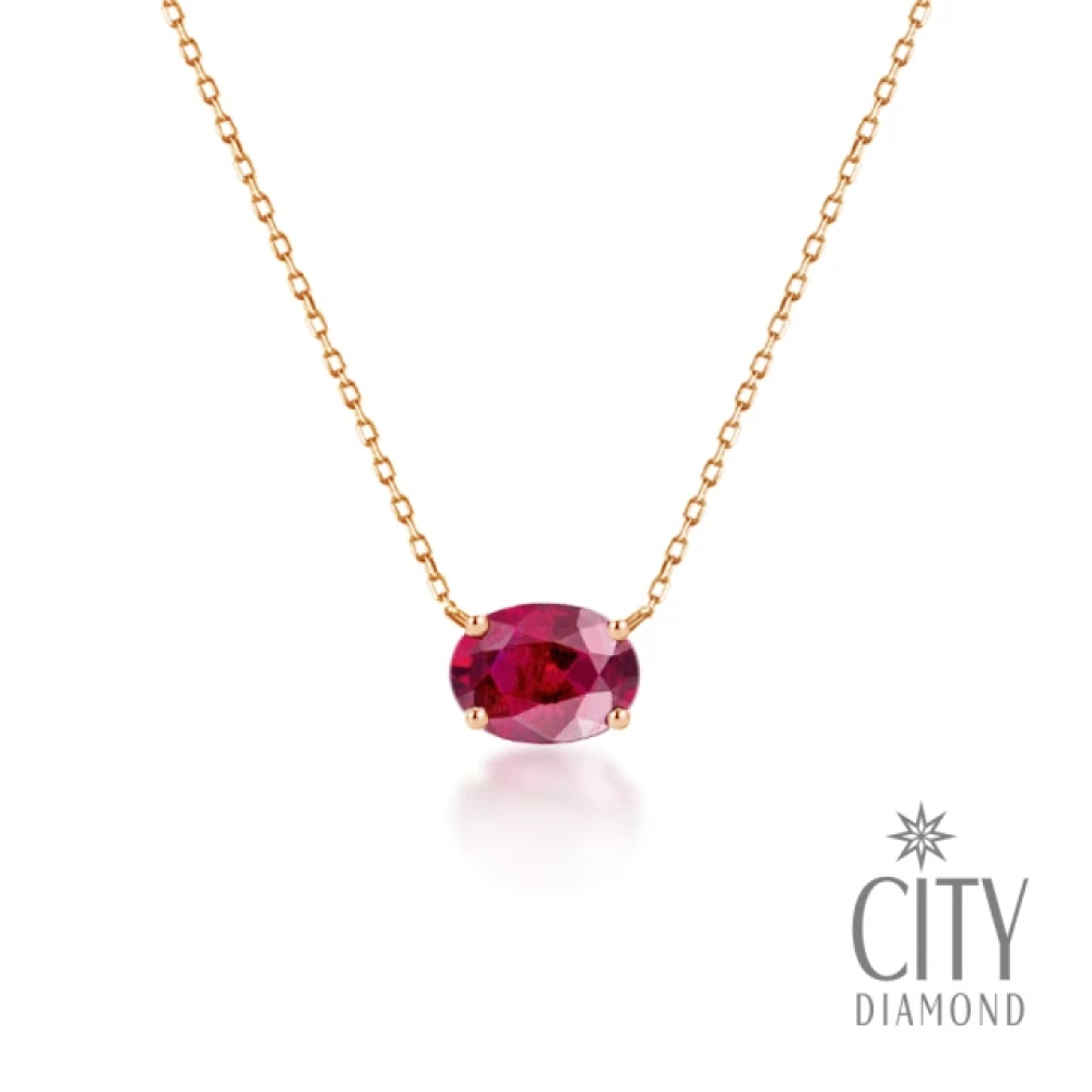 【City Diamond 引雅】18K日本天然紅寶石25分造型玫瑰K金項鍊(東京Yuki系列)