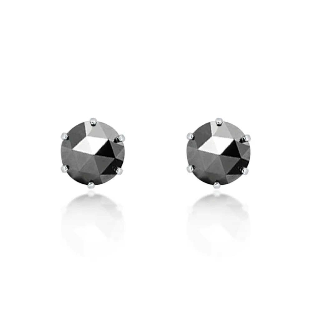 【City Diamond 引雅】日本 鉑金 天然鑽石 黑鑽 1.5克拉 六爪 耳環(東京Yuki系列)