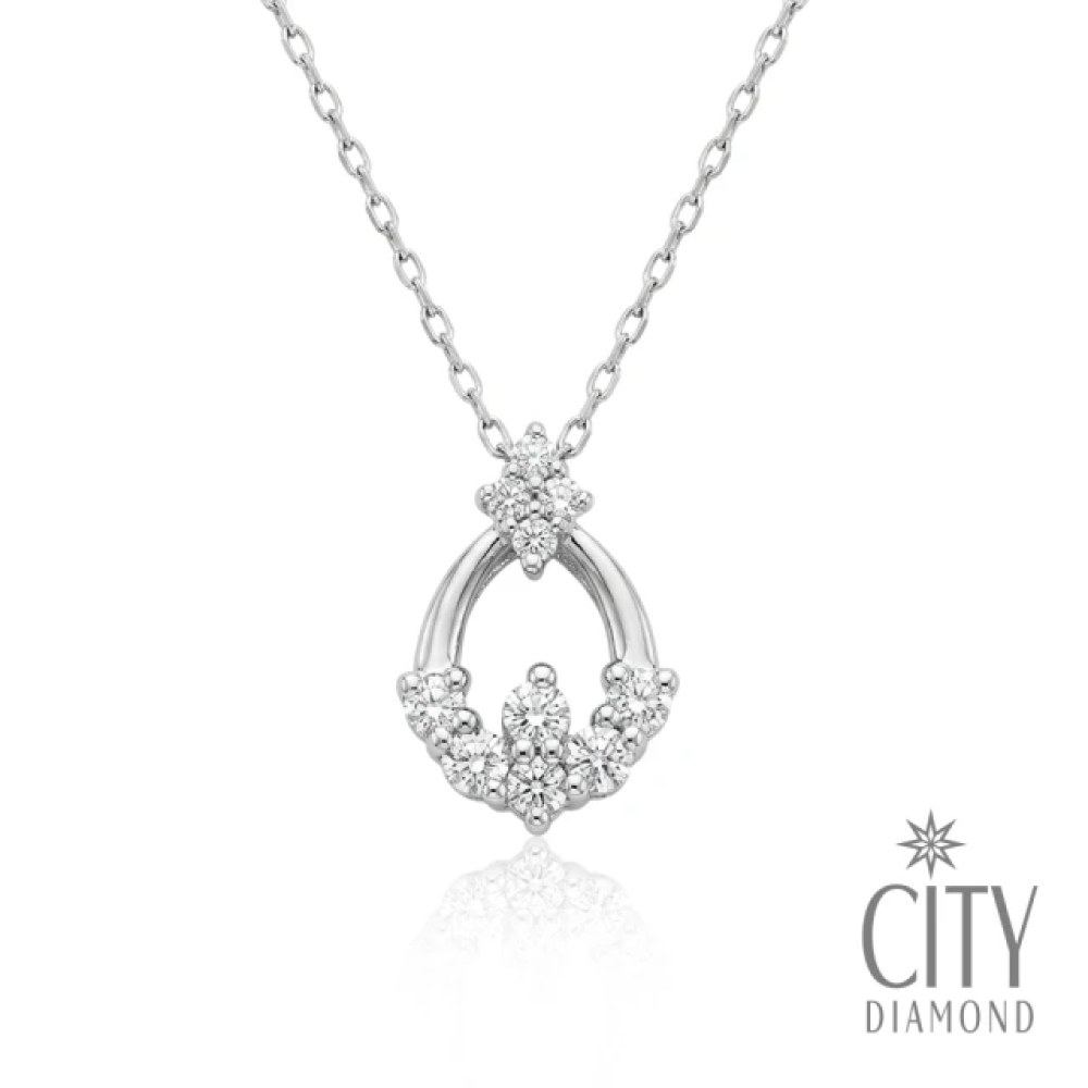 【City Diamond 引雅】日本 鉑金 天然鑽石15分 水滴造型 項鍊(東京Yuki系列)