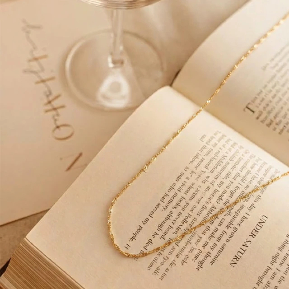 【City Diamond 引雅】日本 18K金 水波 16吋 項鍊(東京Yuki系列)