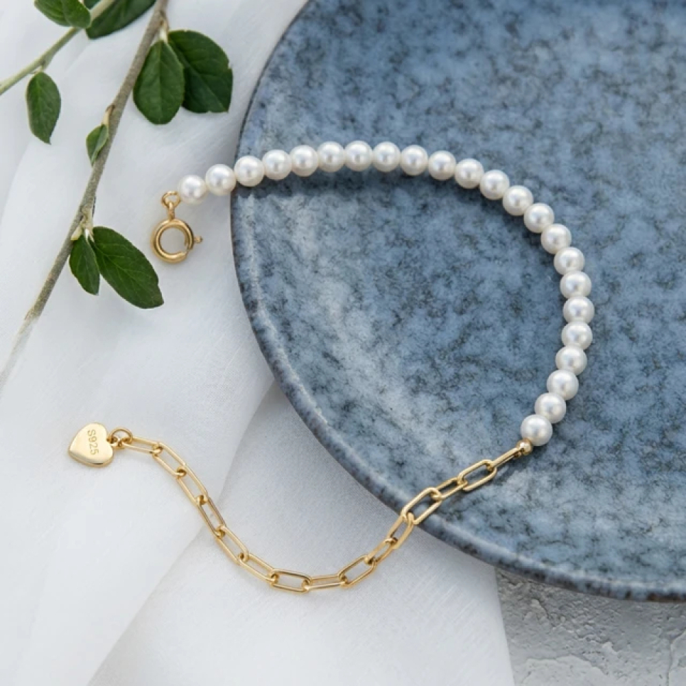 【City Diamond 引雅】天然 米粒珍珠 3.5mm 手鍊(珠潤月詠系列)