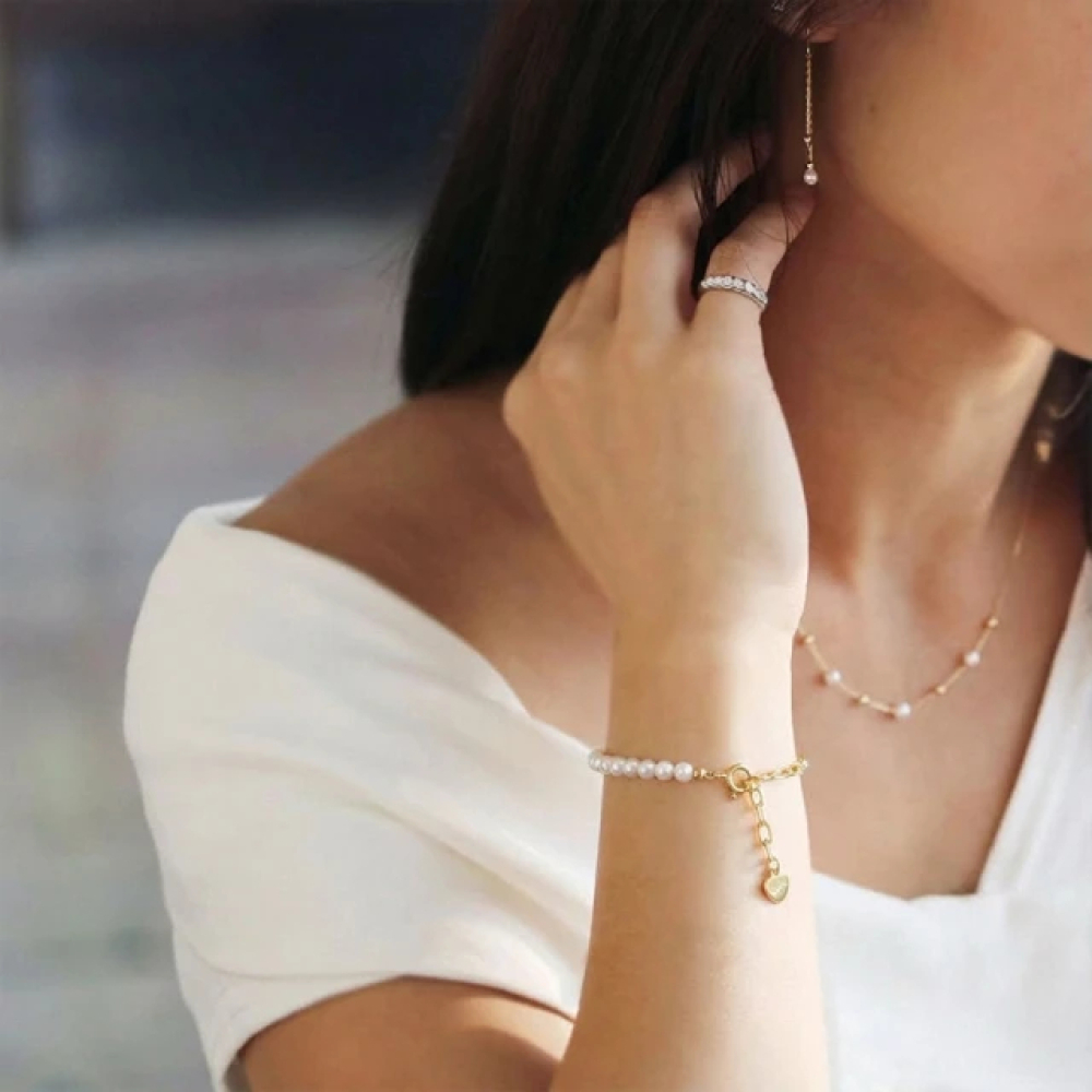 【City Diamond 引雅】天然 米粒珍珠 3.5mm 手鍊(珠潤月詠系列)