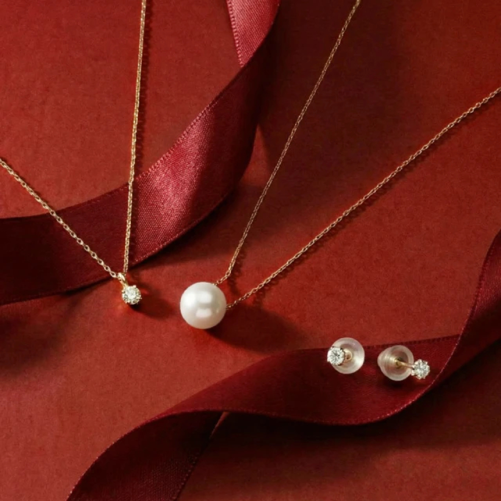 【City Diamond 引雅】網路獨家 10K日本鉑金鑽石7-8分 AKOYA珍珠 K金 項鍊 耳環-多款任選 (東京Yuki系列)