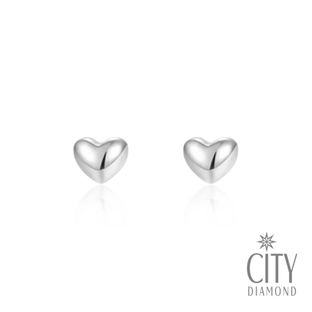 【City Diamond 引雅】18K日本鉑金 玫瑰金 愛心造型 耳環-雙色任選(東京Yuki系列)