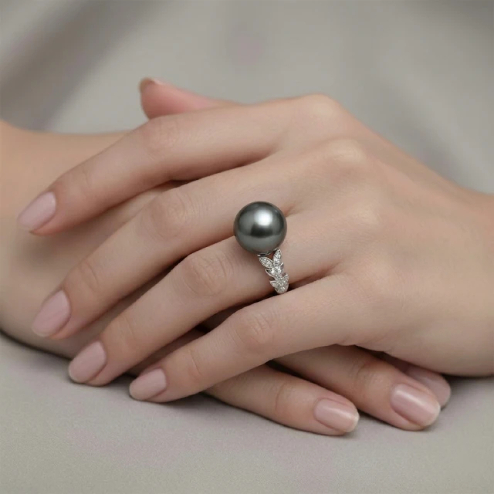 【City Diamond 引雅】網路獨家 日本純銀 南洋珍珠 黑珠 水鑽 可調式 戒指(東京Yuki系列)