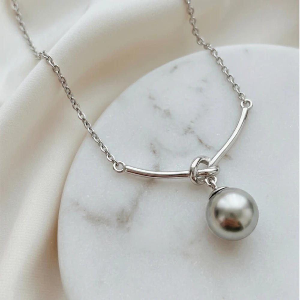 【City Diamond 引雅】日本AKOYA珍珠 真多麻色 純銀 項鍊 (東京Yuki系列)