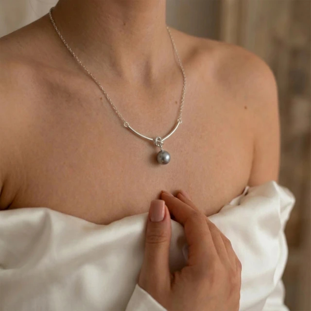 【City Diamond 引雅】日本AKOYA珍珠 真多麻色 純銀 項鍊 (東京Yuki系列)