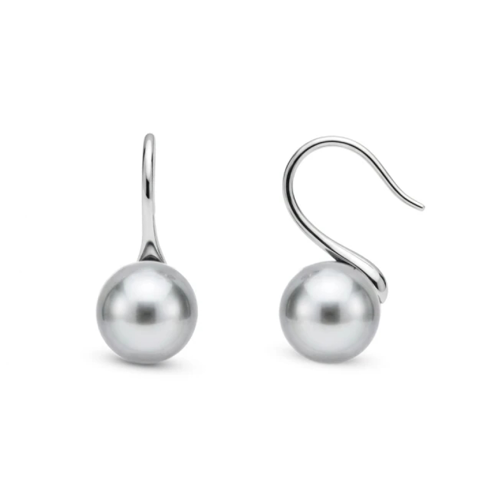 【City Diamond 引雅】日本AKOYA珍珠 8-8.5mm 真多麻色 純銀 勾式耳環 (東京Yuki系列)