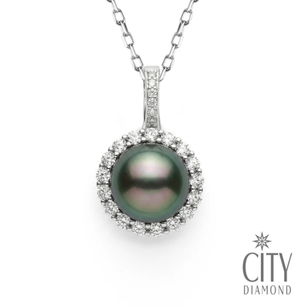 【City Diamond 引雅】天然大溪地珍珠 黑珠 純銀 墜子 項鍊 (東京Yuki系列)