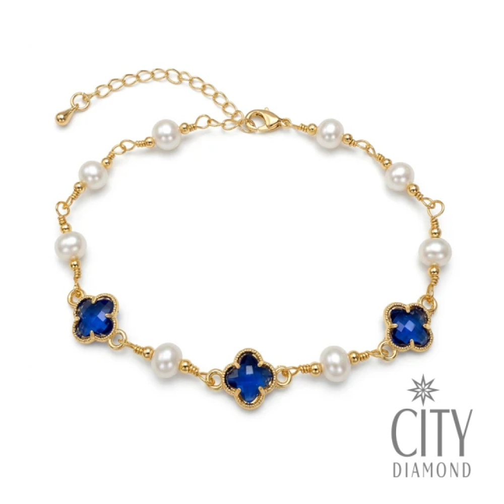 【City Diamond 引雅】網路獨家 天然珍珠6mm 幸運草 造型 手鍊-多款任選(珠潤月詠系列)