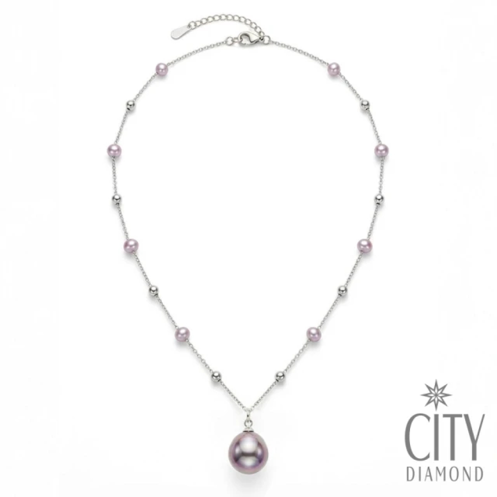 【City Diamond 引雅】天然珍珠10mm 金球 隔珠 造型 項鍊 -多款任選(珠潤月詠系列)