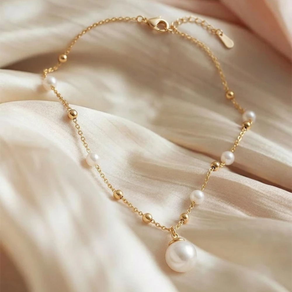 【City Diamond 引雅】天然珍珠10mm 金球 隔珠 造型 項鍊 -多款任選(珠潤月詠系列)