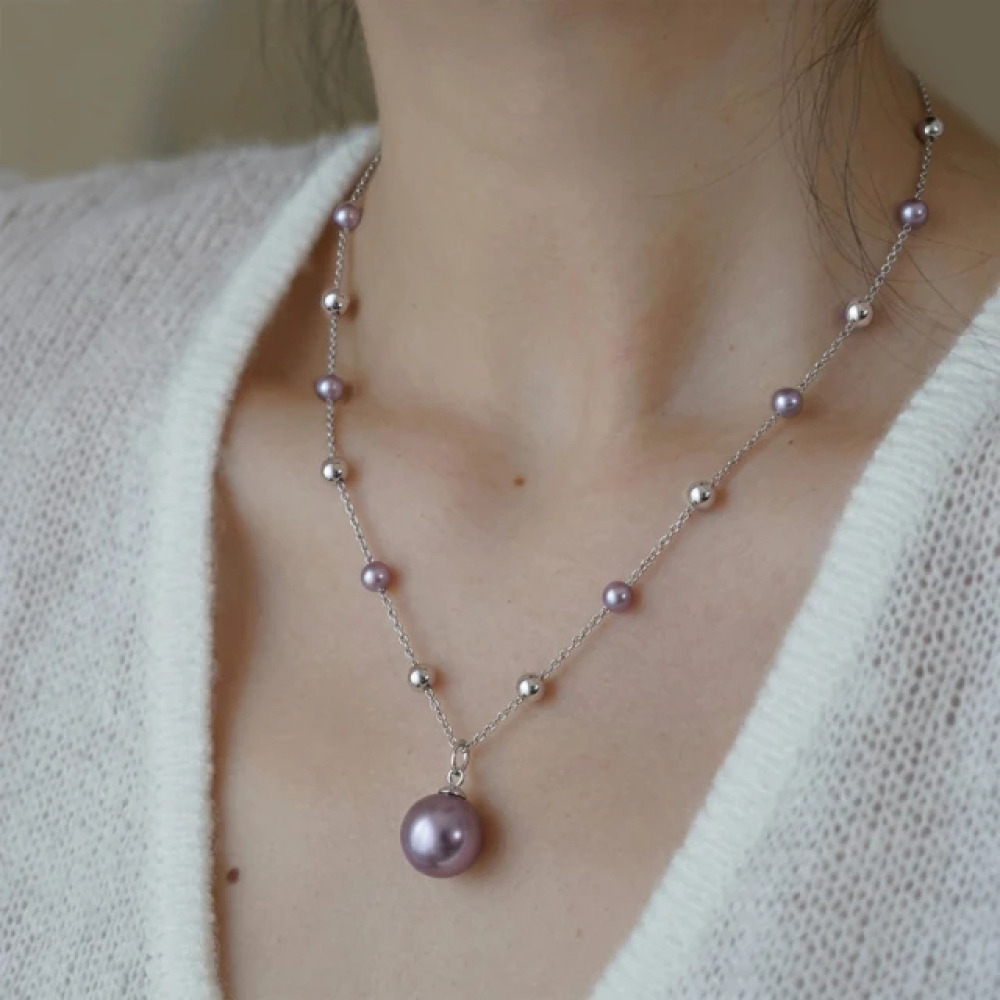 【City Diamond 引雅】天然珍珠10mm 金球 隔珠 造型 項鍊 -多款任選(珠潤月詠系列)