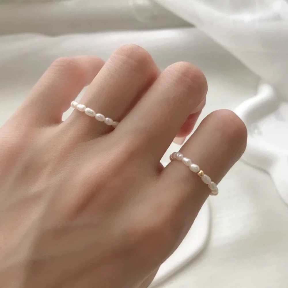 【City Diamond 引雅】網路獨家 天然淡水珍珠 母貝 米粒 金球 造型 彈性戒圍 戒指-多款任選(珠潤月詠系列)