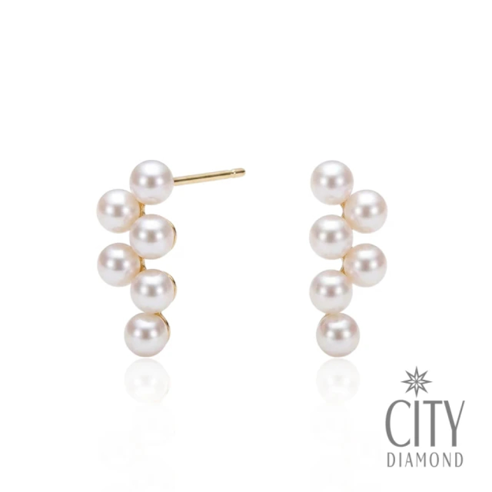 【City Diamond 引雅】網路獨家 日本AKOYA珍珠 3mm 925純銀 造型 耳環 (東京Yuki系列)