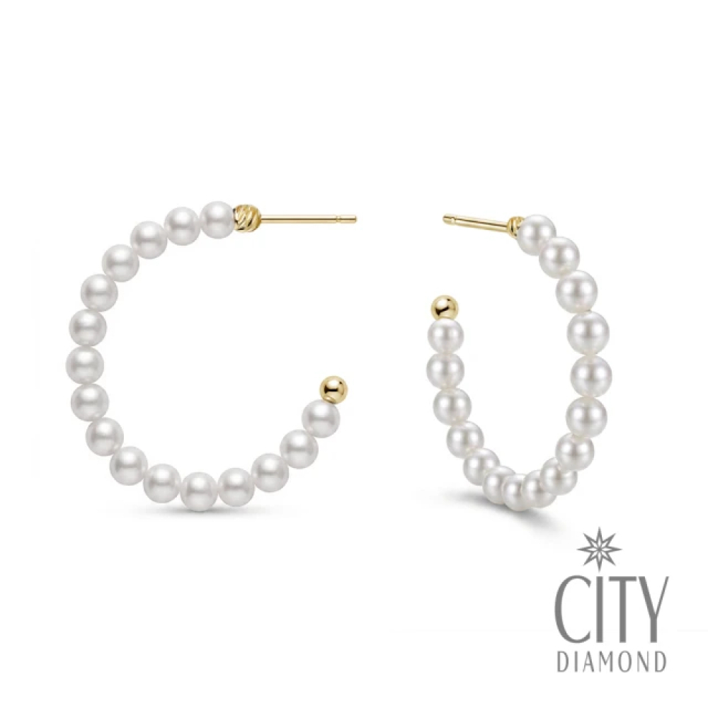 【City Diamond 引雅】日本純銀 天然淡水珍珠 3.5-4mm 斗圈 造型 耳環-雙色任選 (東京Yuki系列)