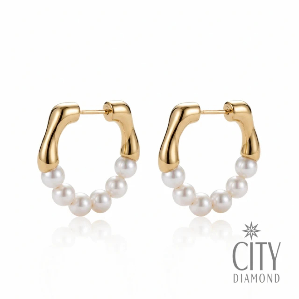 【City Diamond 引雅】日本AKOYA珍珠 4.5mm 純銀 斗圈 造型 耳環 (東京Yuki系列)