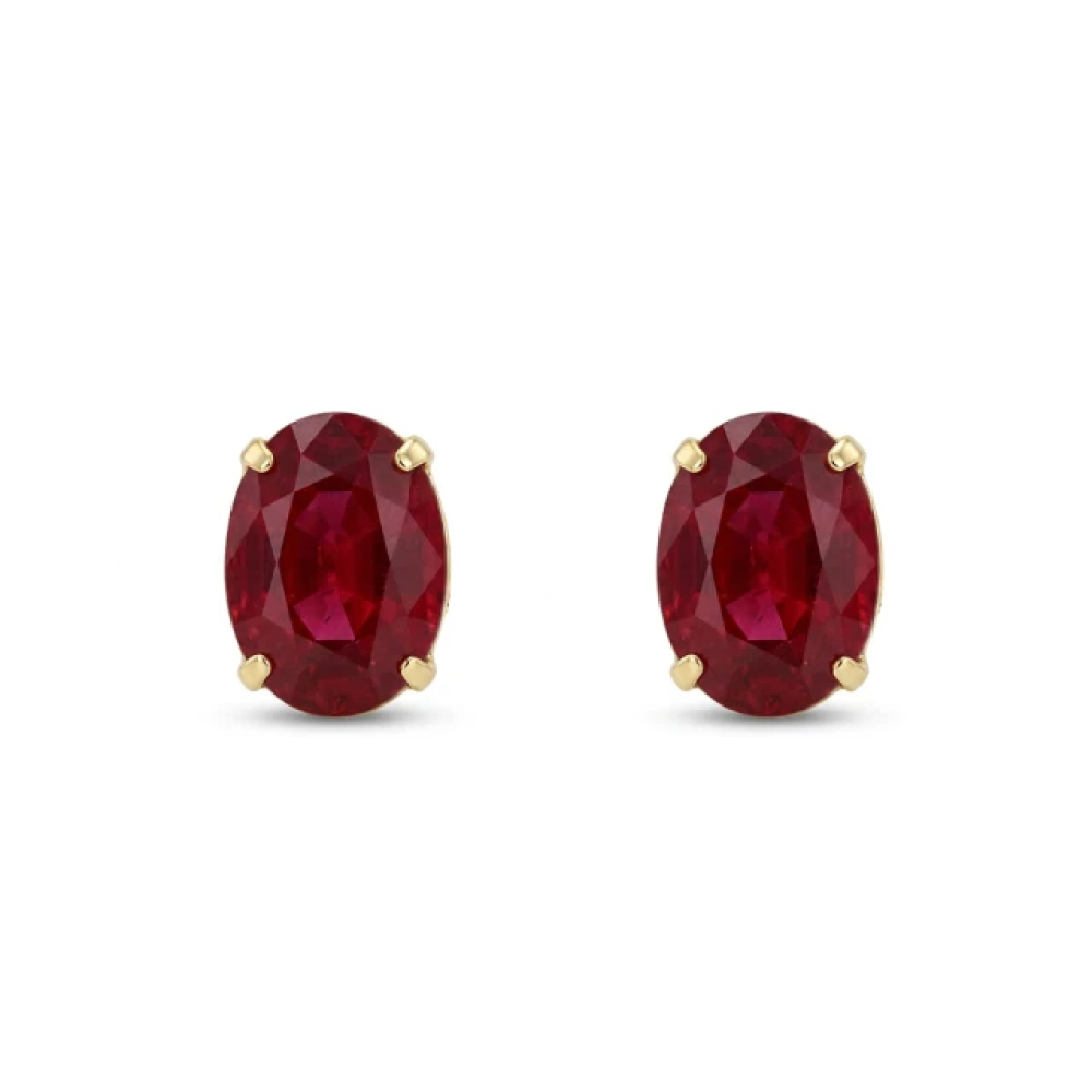 【City Diamond 引雅】18K 日本 天然紅寶石 3克拉 黃K金 耳環(東京Yuki系列)