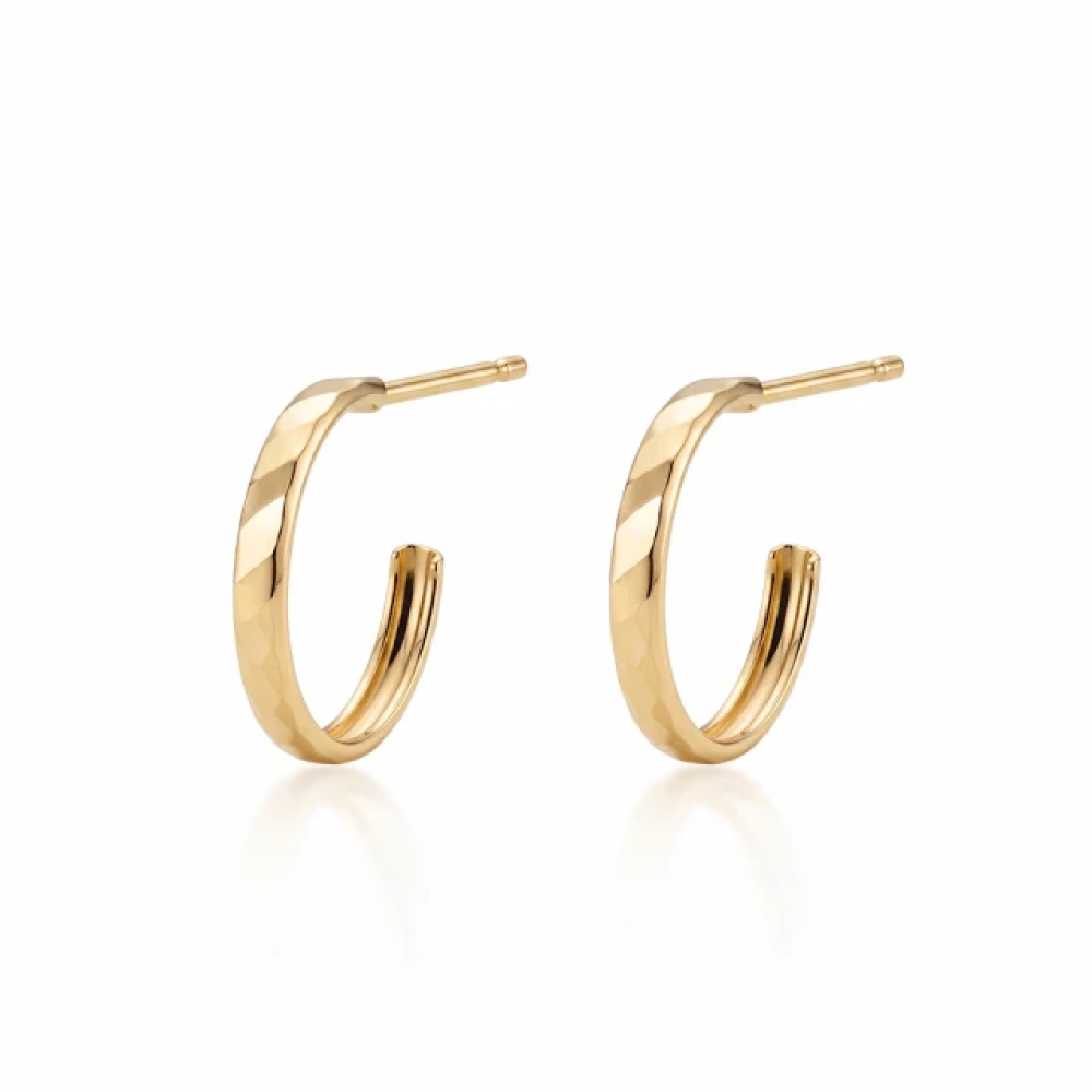 【City Diamond 引雅】網路獨家 18K 日本 刻面 黃K金 斗圈 耳環 (東京Yuki系列)