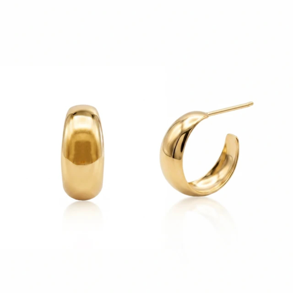【City Diamond 引雅】網路獨家 18K 日本 刻面 黃K金 斗圈 寬版 耳環 (東京Yuki系列)