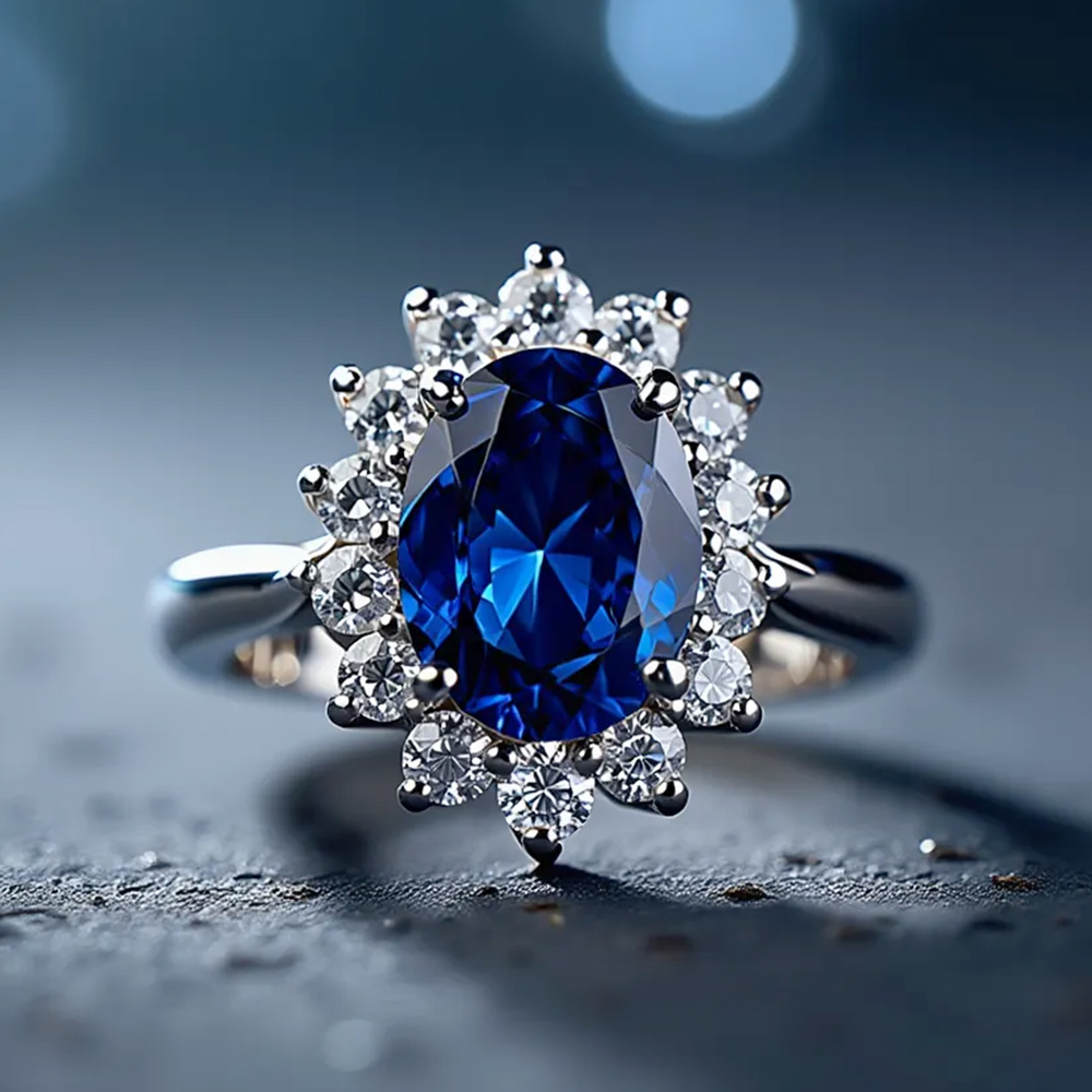 【City Diamond 引雅】天然藍寶石 鑽石 鉑金 錫蘭 戒指