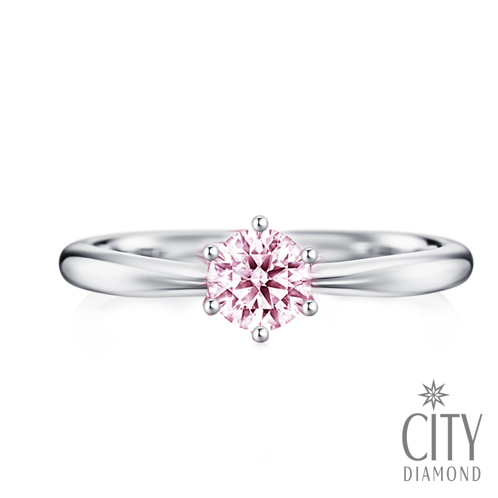 【City Diamond 引雅】14K粉色培育鑽石 粉紅鑽 1克拉 經典六爪 白K金戒指 鑽戒 未來鑽石 附IGI證書 網路限定 (耀眼未來系列)