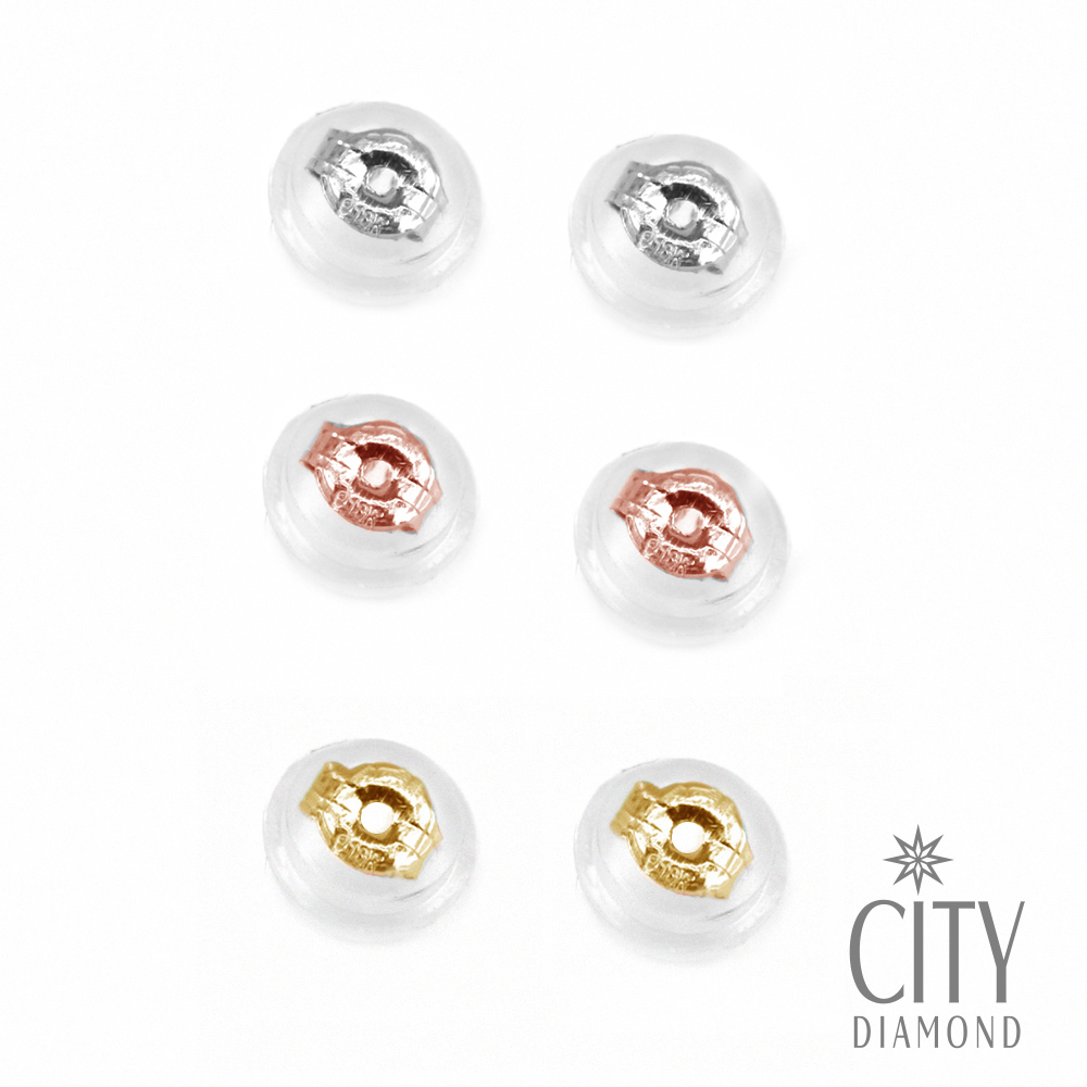 City Diamond 引雅 18K矽膠K金耳扣一對(白K-黃K金-玫瑰金-三色任選)