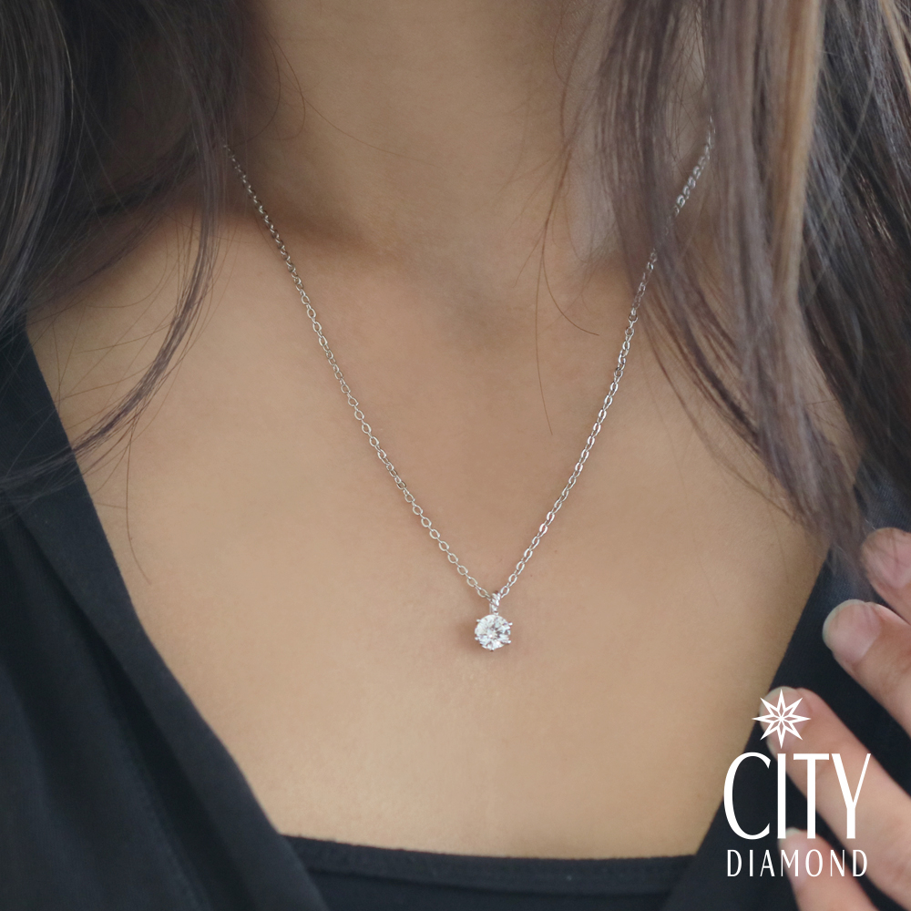 【City Diamond 引雅】『純粹經典』晶鑽K金項鍊(浮光留影系列)