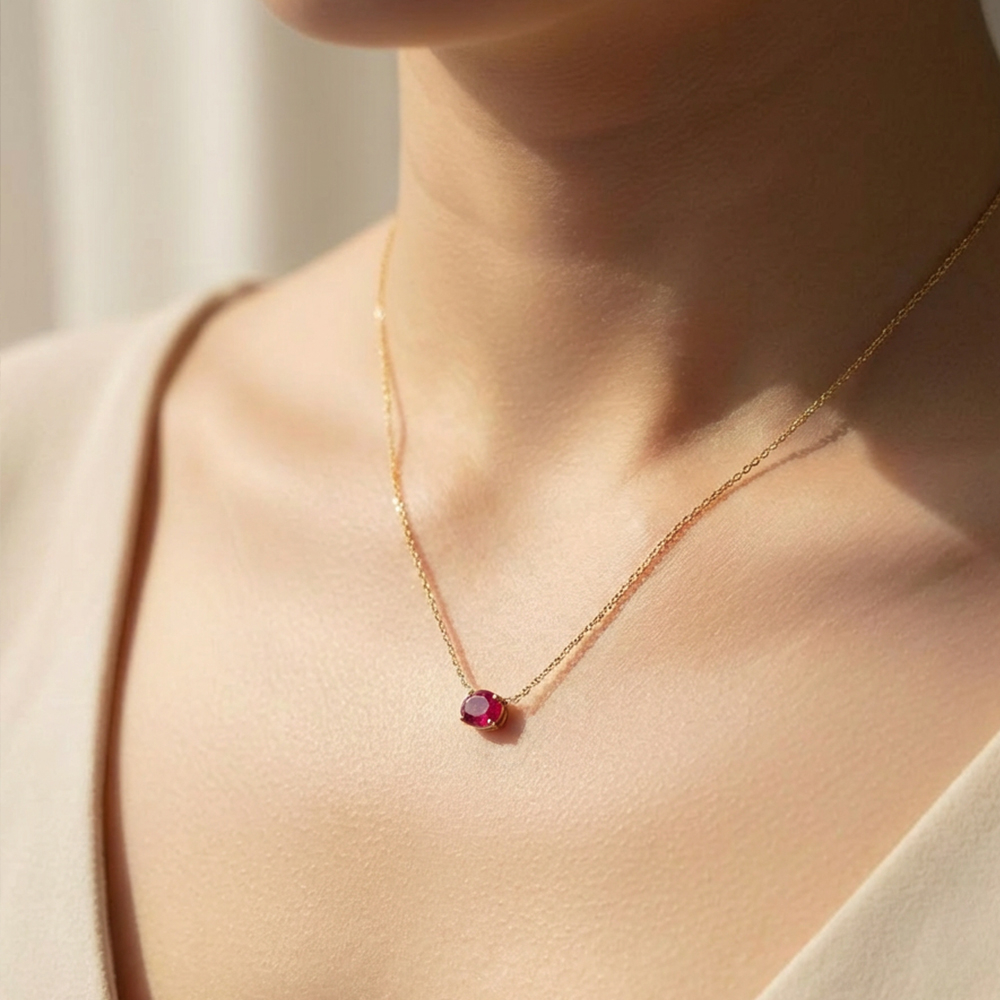 【City Diamond 引雅】18K日本天然紅寶石25分造型玫瑰K金項鍊(東京Yuki系列)