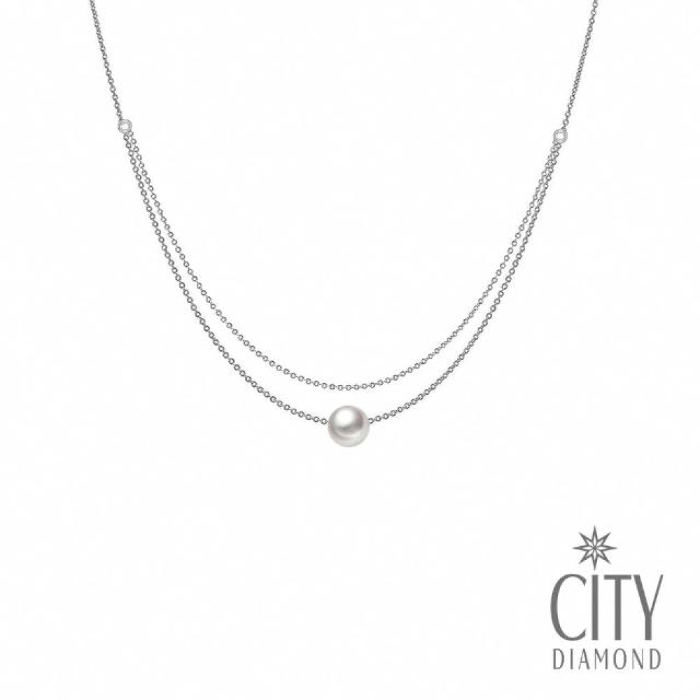 【City Diamond 引雅】網路獨家 AKOYA 日本珍珠7mm 雙層造型項鍊/頸鍊/項鏈(職人工藝系列)