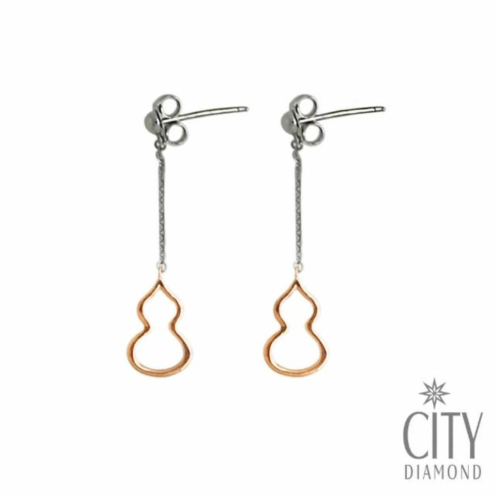 【City Diamond 引雅】雙色K金葫蘆垂耳耳環(東京光影系列)