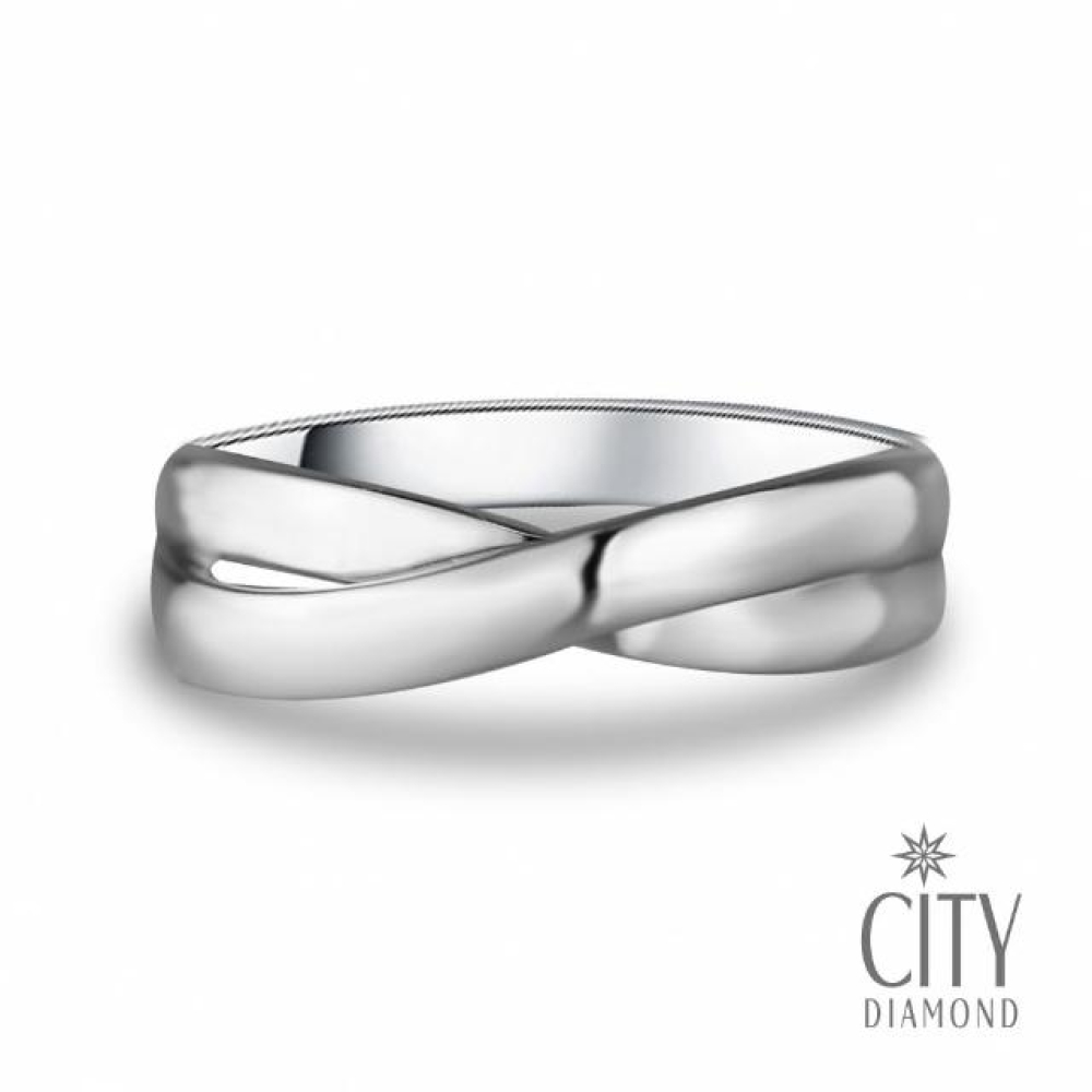 【City Diamond 引雅】『永恆交叉』14K簡約造型男戒(璀璨流光系列)