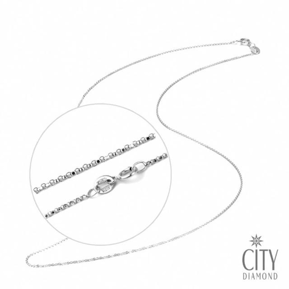 【City Diamond 引雅】16吋義大利14K橢斗圓鍊-白