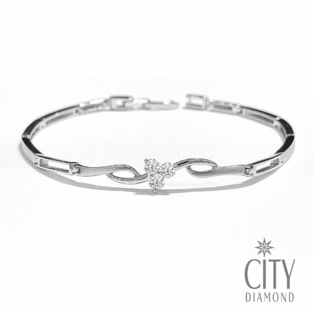 【City Diamond 引雅】『午後花茶』14K天然鑽石白K金手鍊