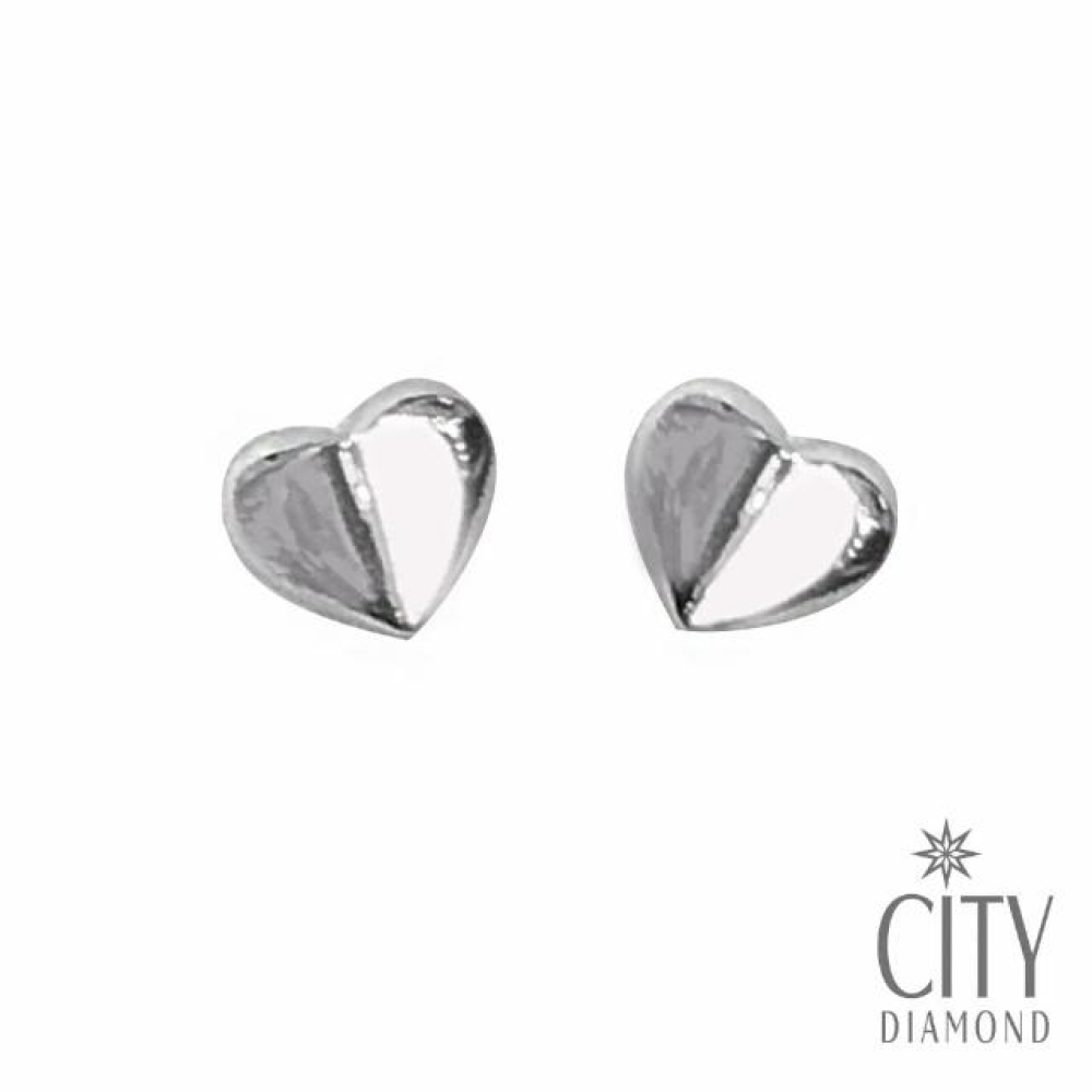【City Diamond 引雅】立體愛心 俏花心 白K金耳環(浮光流影系列)